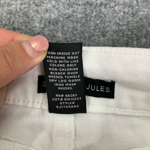 Sincerely Jules Jeans Women 5/27 White Denim High Rise Raw Hem Kick Bell Cropped - Picture 9 of 15
